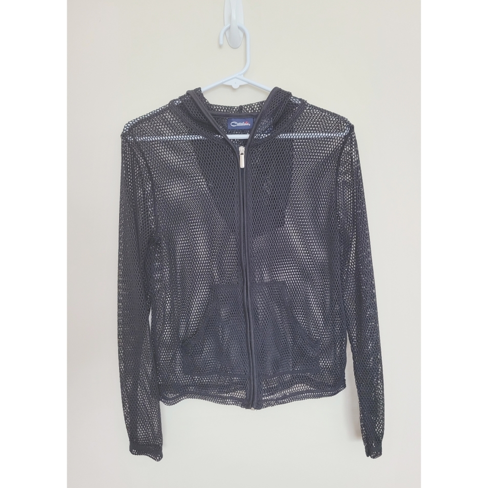 Catalina Swim cover mesh hoodie black